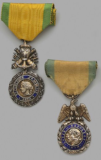 Two silver and vermeil military medals, enameled;...