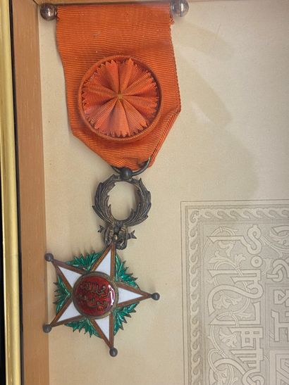 null Croix d'officier de l'ordre du Ouissam Alaouite, créé en 1913, 2e type, en vermeil,...