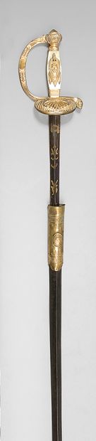 null Officer's sword model of the Institute of Egypt, chased and gilded brass guard,...