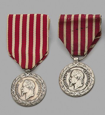 Deux Médailles de la campagne d'Italie (1859),...