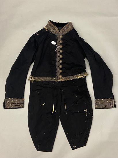 null A general steward's suit in black cloth with silver embroidery, on the right...