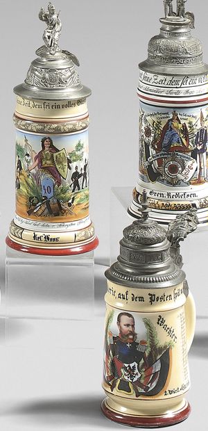 null Two painted porcelain reservist mugs: - 40th Prussian Infantry Regiment "Fürst...
