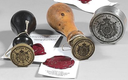 Two wax seals and a die: - Brass wax seal,...