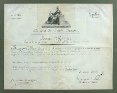 null Brevet de mousqueton d'honneur donné par le Premier Consul Bonaparte au citoyen...