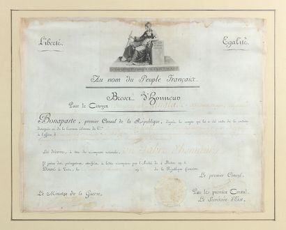 Patent of sabre of honor given by the First...