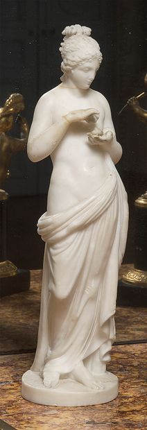 null Draped vestal virgin holding a fish in her hand
Carved alabaster group.
End...