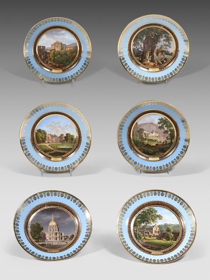 null Six assiettes en porcelaine de Sèvres de la première moitié du XIXe siècle
Diverses...