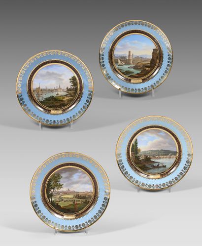 null Quatre assiettes en porcelaine de Sèvres de la première moitié du XIXe siècle
Diverses...