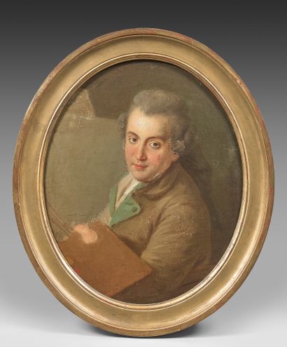 Ecole Francaise vers 1780 
Portrait d'un peintre



Toile ovale (accidents).



61...