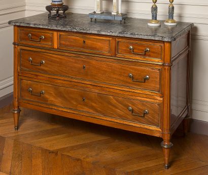 null Mahogany and mahogany veneer chest of drawers with brass fillets, opening with...