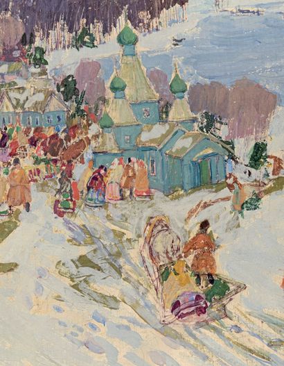 Leon Schulman GASPARD (1882-1964) Winter on the village, oil on canvas board, bears...