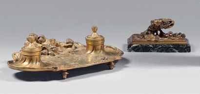 MARIONNET Albert (1852-1910) Desk set consisting of an inkwell and a paperweight...