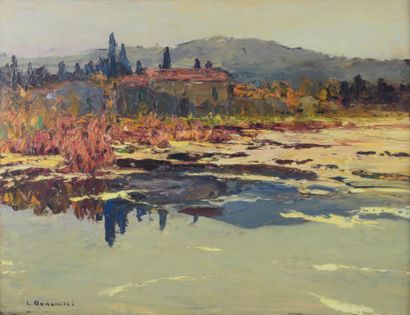 Louis BONAMICI (1878-1966) Les toits rouges
Huile sur panneau, signée en bas vers...