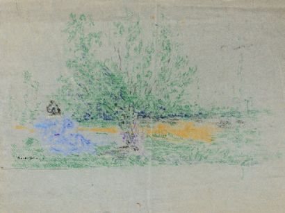 Ker-Xavier ROUSSEL (1867-1944) Femme assise près d'un arbre
Pastel sur papier teinté,...