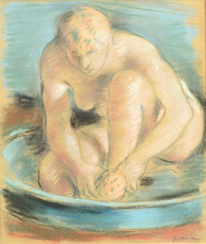 Wilhelm GIMMI (1886-1965) Woman with a tub
Pastel, signed in the lower right corner.
27...