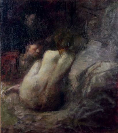 Jean-Louis FORAIN (1852 - 1931) Dans la chambre
Huile sur toile, signée en bas vers...