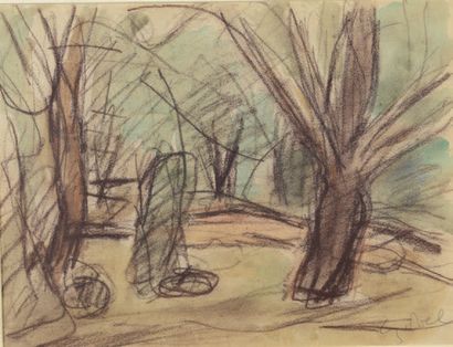 Béla Adalbert CZÓBEL (1883-1976) * Les arbres
Dessin au crayon et à l'estompe rehaussé...