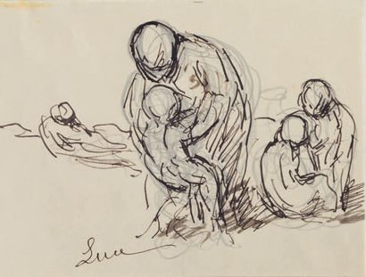 Maximilien LUCE (1858-1941) Études de personnages, 1935
Deux dessins à l'encre sur...
