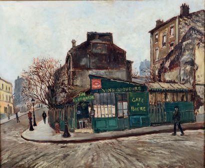Marcel François LEPRIN (1891-1933) Montmartre, Vins à l'ami Antoine, vers 1923
Huile...