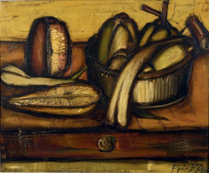Franz PRIKING (1929 - 1979) Still life with vegetables
Oil on canvas, signed lower...