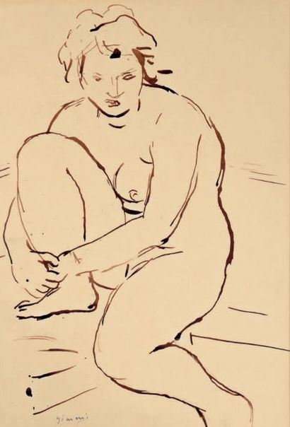 Wihelm GIMMI (1886-1965) Nu 1931, Homme assis, 1941, Paysage, 1928
Quatre dessins...