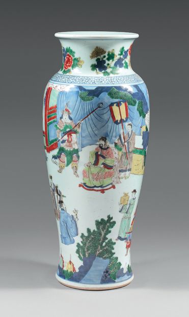 CHINE - Période Shunzhi (1644-1661) Important vase en porcelaine de forme balustre...