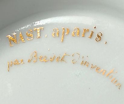 PARIS, Manufacture de NAST Exceptionnelle plaque baromètre thermomètre en porcelaine,...