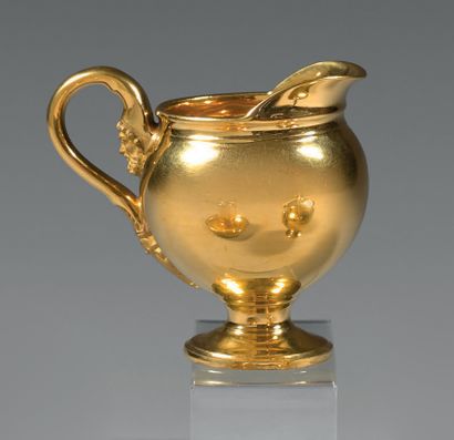 PARIS, Manufacture de NAST Milk pot on pedestal in porcelain with gold background,...