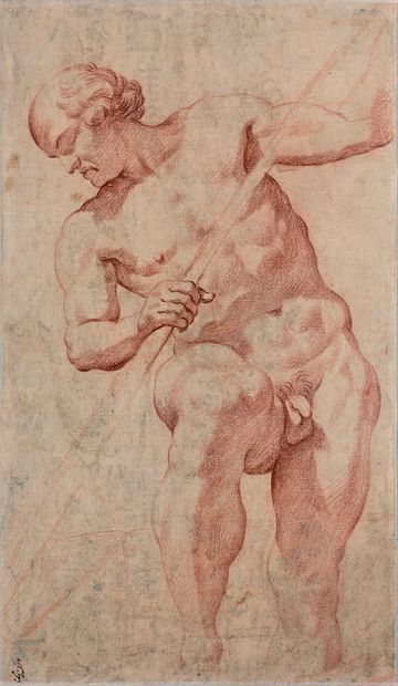 Attribué à Giovanni Francesco GRIMALDI dit le BOLOGNESE (1606-1680) Paysage à la...