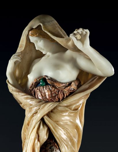 Louis-Ernest BARRIAS (1841-1905) Important statue in marble, Algerian onyx, malachite...