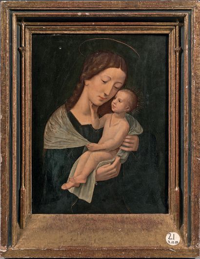 École FLAMANDE du début du XVIe siècle Vierge à l'Enfant
Panneau de chêne 33,5 x...