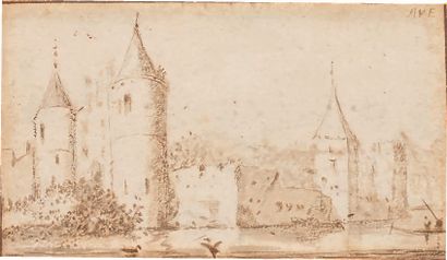 Allaert van EVERDINGEN (Alkmaar 1621 - Amsterdam 1675) Vue du château d'Egmond -...