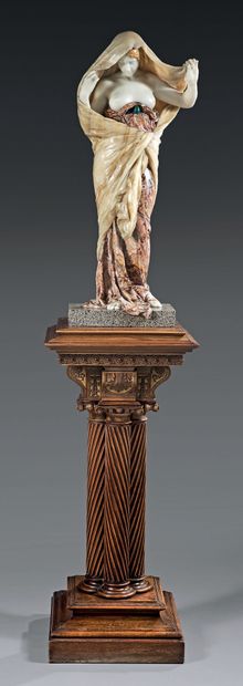 Louis-Ernest BARRIAS (1841-1905) Important statue in marble, Algerian onyx, malachite...