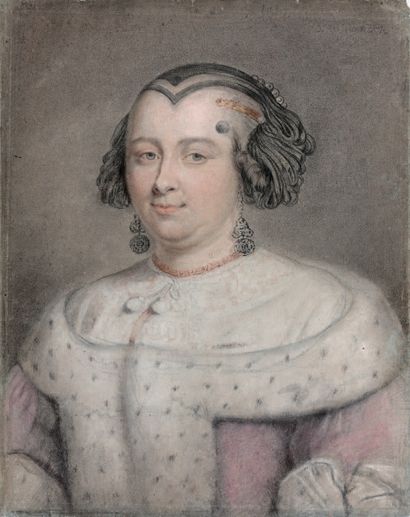 Bernard VAILLANT (Lille 1625 - Leyde 1698) Portrait de femme
Pastel sur papier bleu...