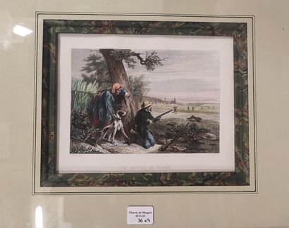 null Horace VERNET (after). Hunting in the Landes. Pheasant hunting. A hunt in the...