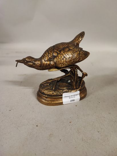 null 
Alfred DUBUCAND (1828-1894). Woodcock. Bronze with golden patina signed in...