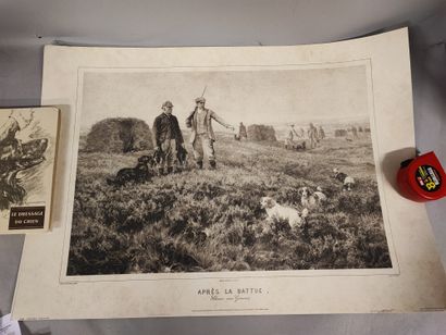 null Hunting scene. After the hunt (hunting with grouses). Two engravings in black...