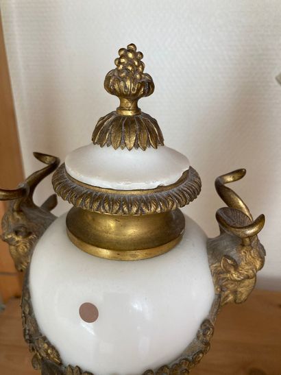 null Paire de vases couverts en albâtre et bronze 

Style Louis XVI

Petits éclats...