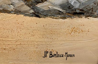 null Jean-Pierre BERTAUX-MARAIS. 

sur la plage de Patmos 

Huile sur toile 

65...