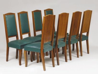 ARBUS André (1903-1969) (attribué à) Suite de huit chaises en placage de palissandre...