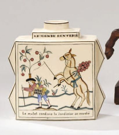 LALLEMANT Robert (1902-1954) Vase en céramique de forme rectangulaire à décor de...