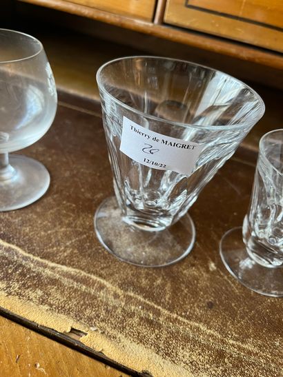 null Part of a service of stemmed glasses, three different sizes and a jug 

Crystal...
