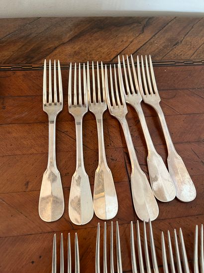 null Set of cutlery including Ercuis dessert cutlery, small knives and forks with...
