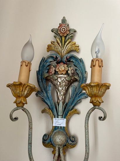 null Pair of Italian style two-light lacquered sconces