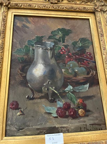 null René Louis CHRETIEN 

Still life with raspberries

oil on panel signed lower...