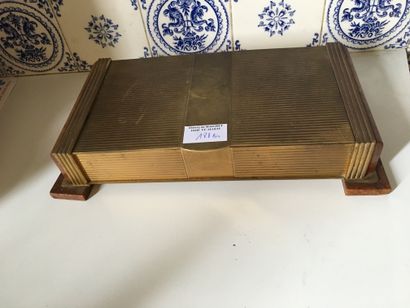 null Rectangular box in gilded metal and wooden base with stripes decoration, circa...