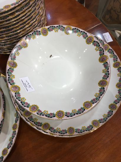 null 
Part of a Limoges porcelain dinner service, by LEGRAND, including: 2 oval dishes,...