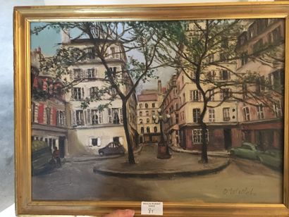 null D. MELLOT (?), XXe. Place de Fustenberg, huile sur toile, signée en bas à droite,...