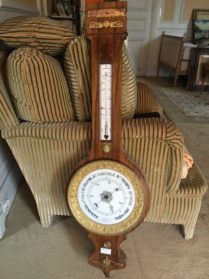 null Barometer-thermometer in rosewood veneer, Maison Lerebours et Secretan, 19th...