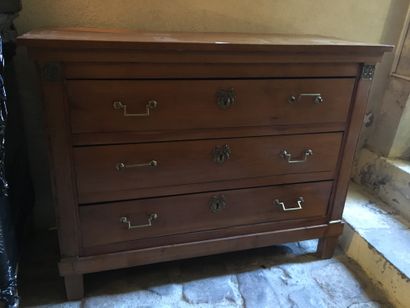 Natural wood chest of drawers, opening with...